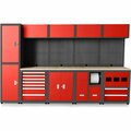 Chery  Industrial Multifunctional Steel Garage Storage Cabinet W/ Doors, Sliding Drawers Red-5-Pieces JINWB108GRD01